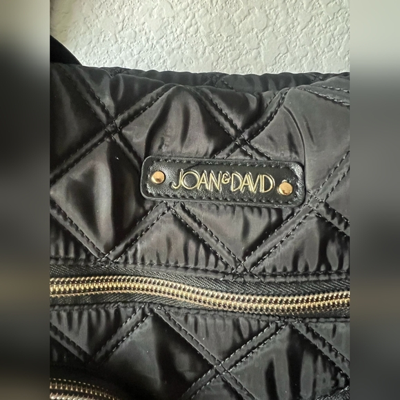 Joan & David Quilted Black Tote with Front Zip Pockets - Picture 3 of 10